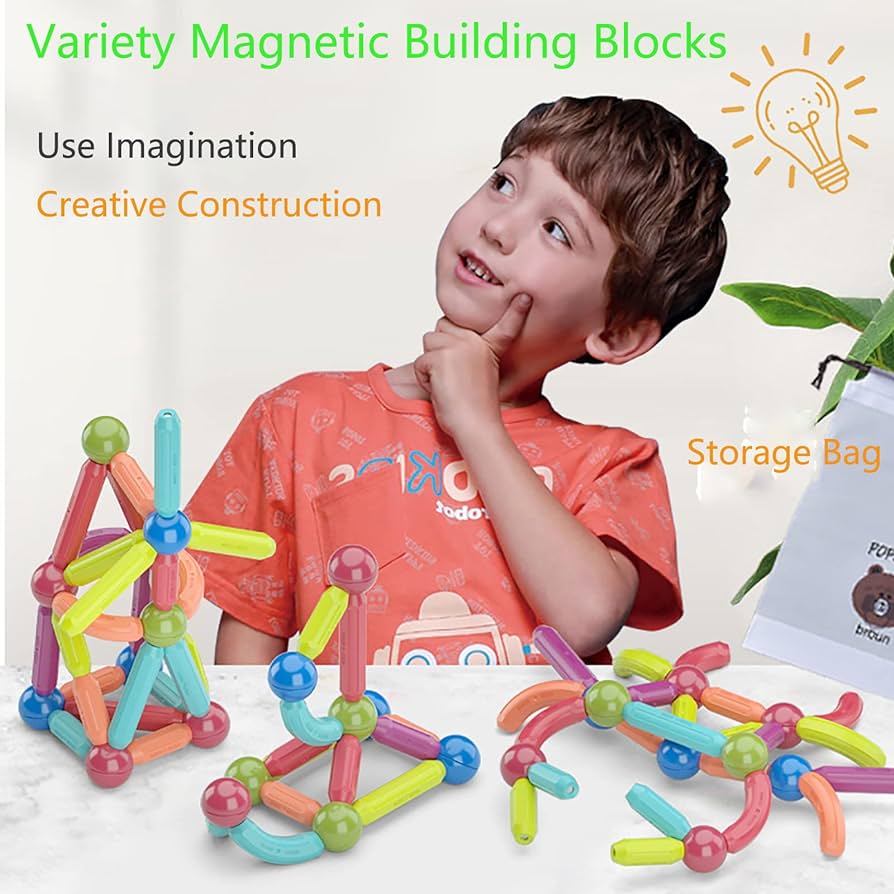 84-Piece Magnetic Building Sticks & Balls Set – STEM Construction Toy for Kids
