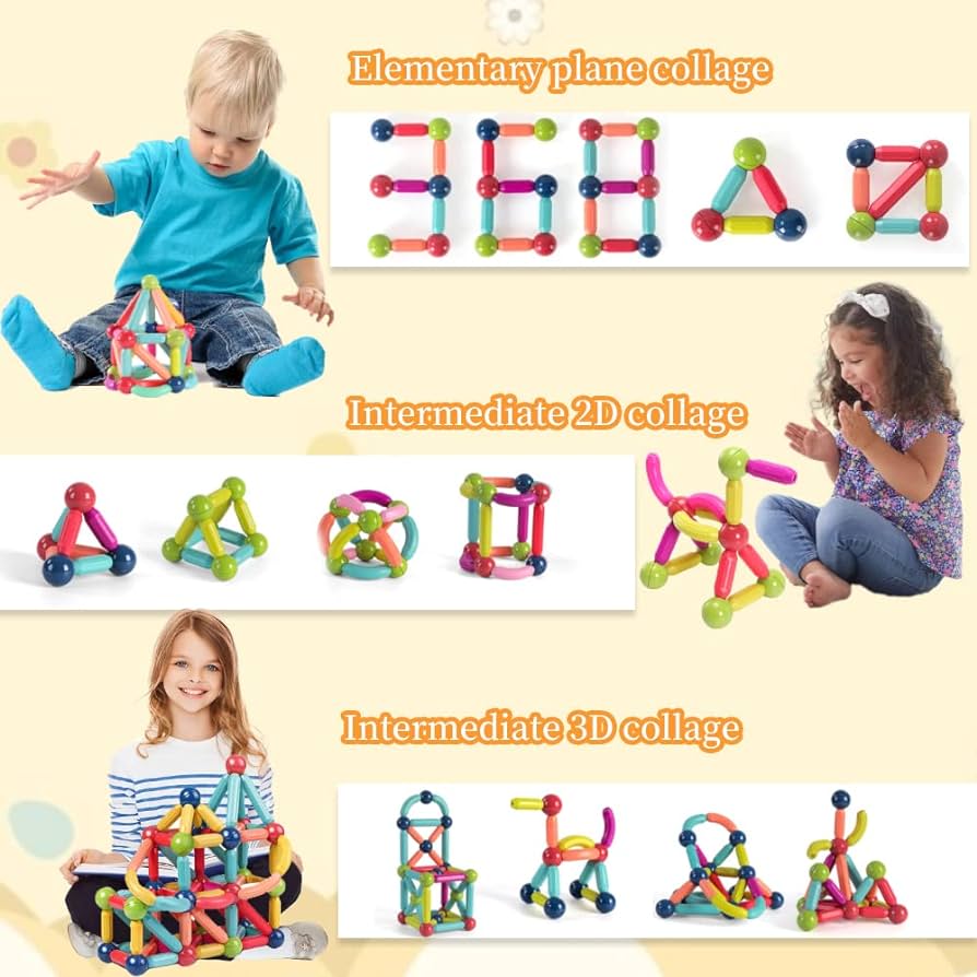 84-Piece Magnetic Building Sticks & Balls Set – STEM Construction Toy for Kids