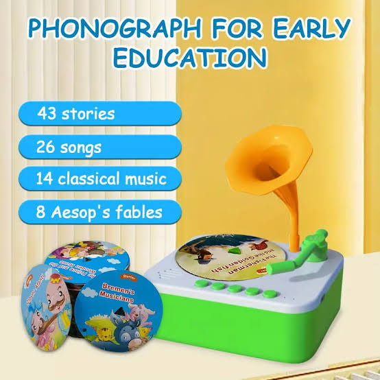 Kids' Vintage Bluetooth Speaker – Phonograph-Style Wireless Music Player with Light & Sound