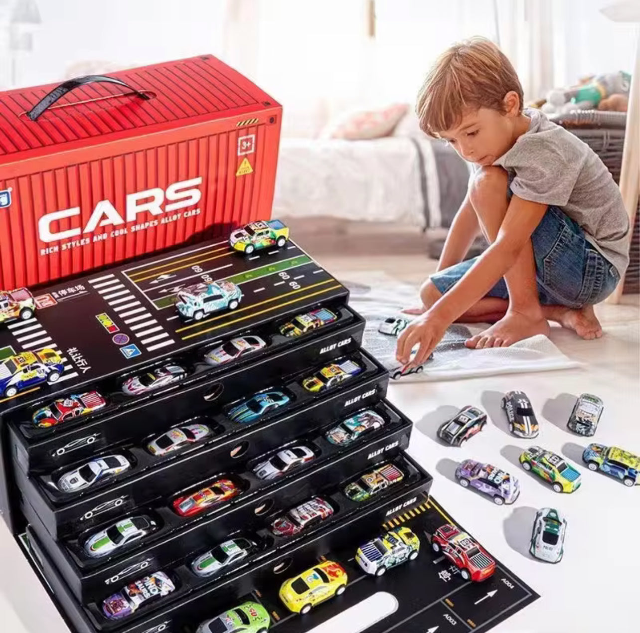 48-Piece Deluxe Alloy Toy Car Set – Large Luxury Gift Box