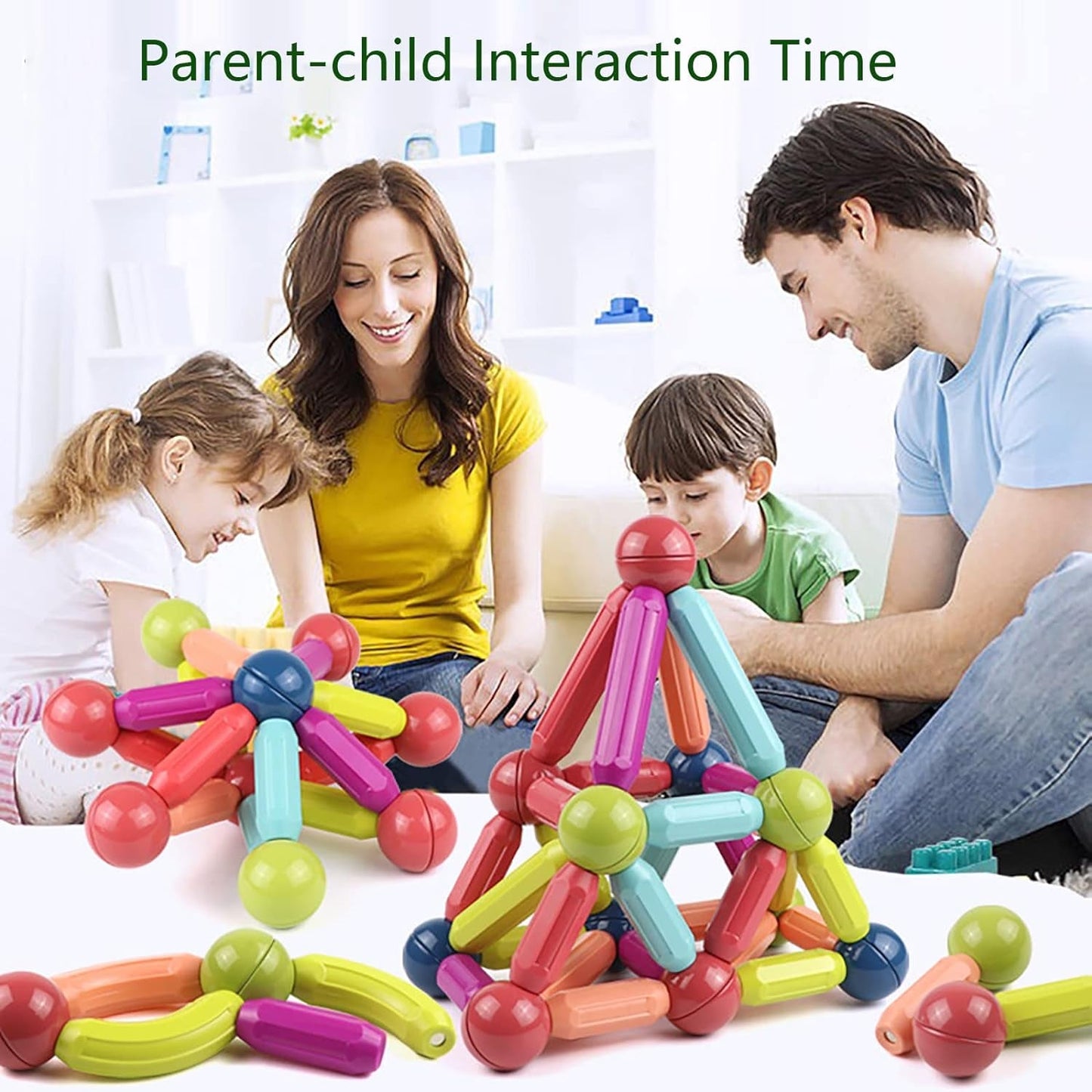 84-Piece Magnetic Building Sticks & Balls Set – STEM Construction Toy for Kids