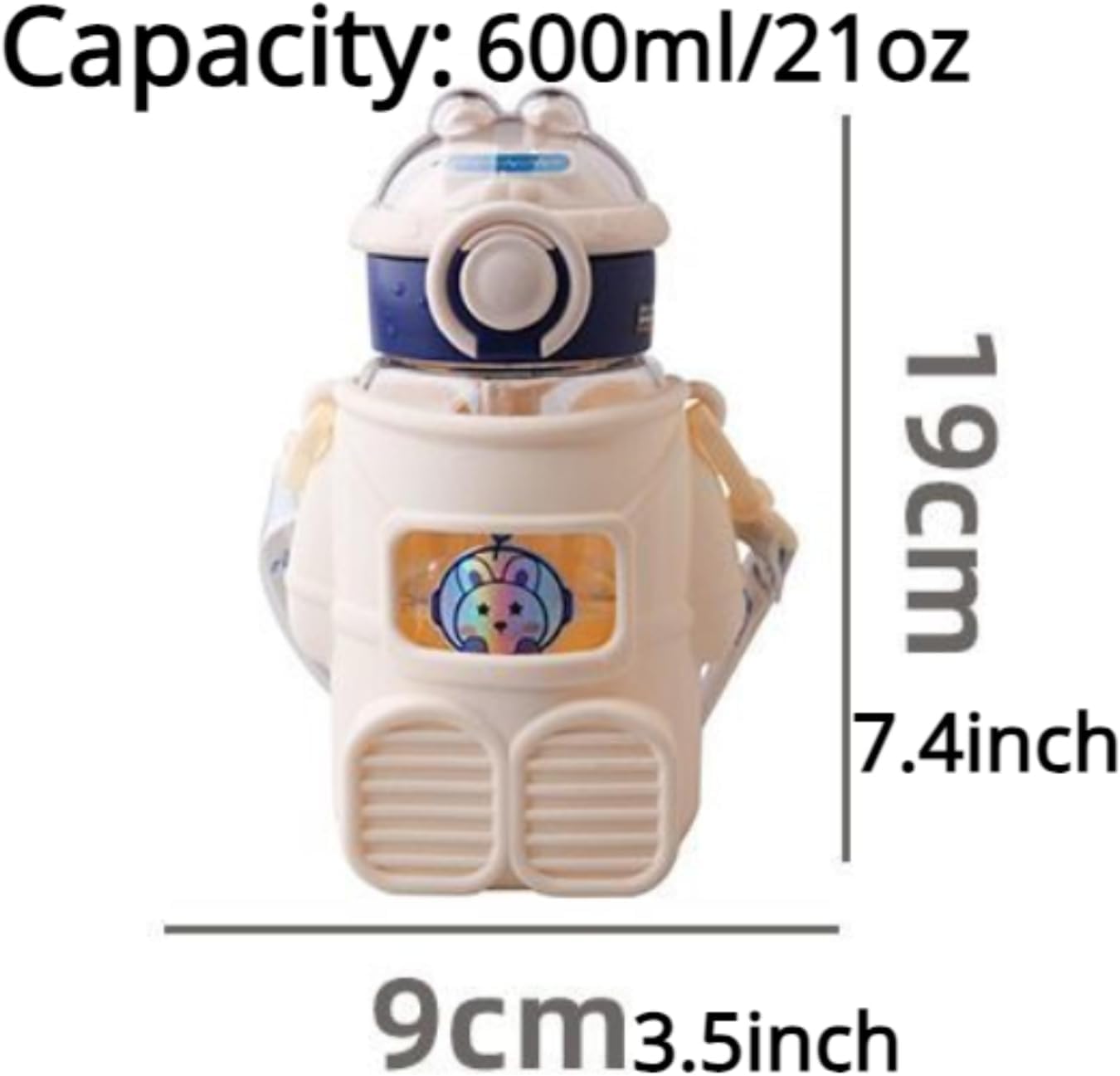 Space design Astronaut shaped Cute Kawaii Water Bottle with Straw