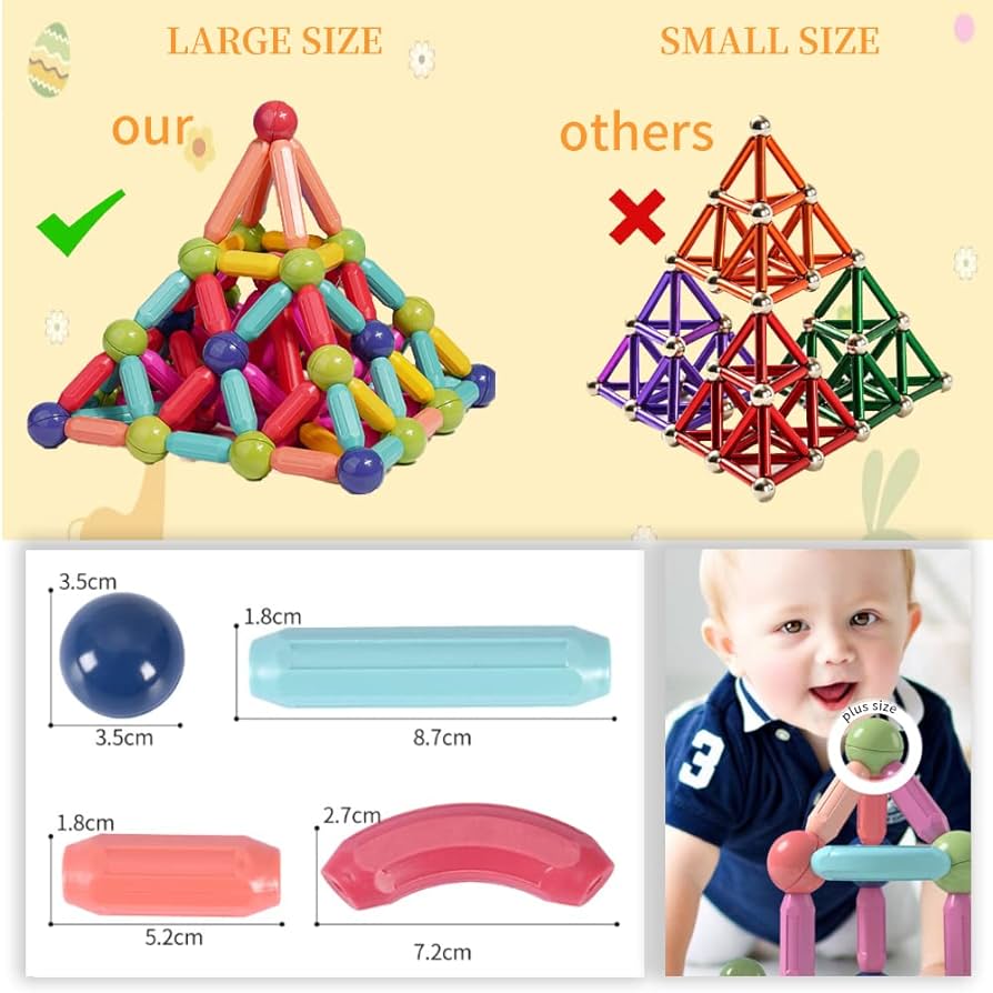84-Piece Magnetic Building Sticks & Balls Set – STEM Construction Toy for Kids