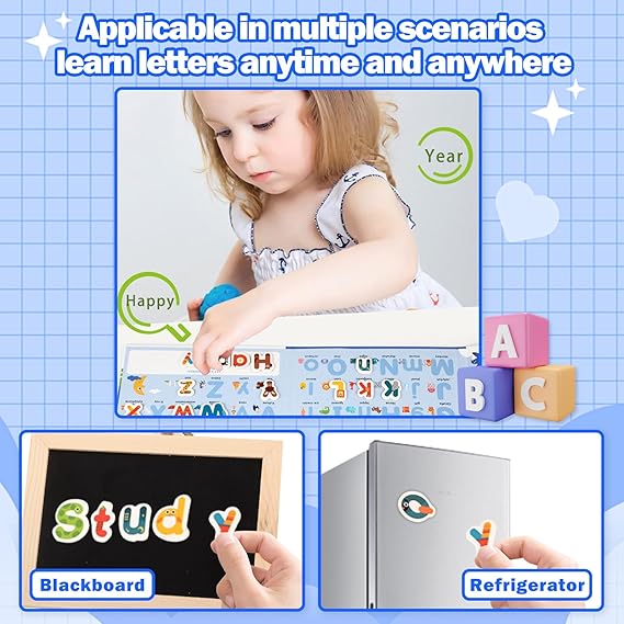 Magnetic Letters Set - 78 PCS Uppercase & Lowercase Alphabet for Kids