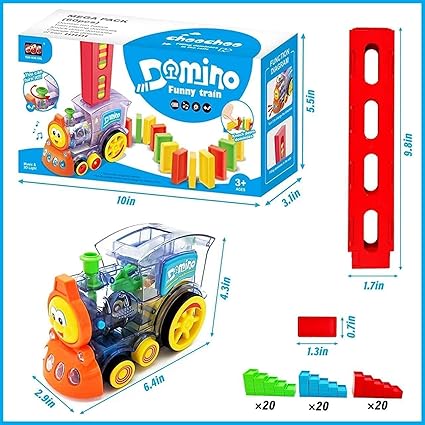 Domino Train Toy with Lights & Sound – Automatic Domino Laying Set for Kids