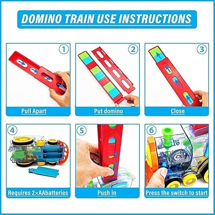 Domino Train Toy with Lights & Sound – Automatic Domino Laying Set for Kids