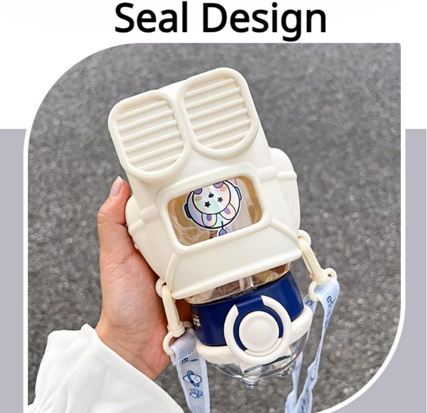 Space design Astronaut shaped Cute Kawaii Water Bottle with Straw