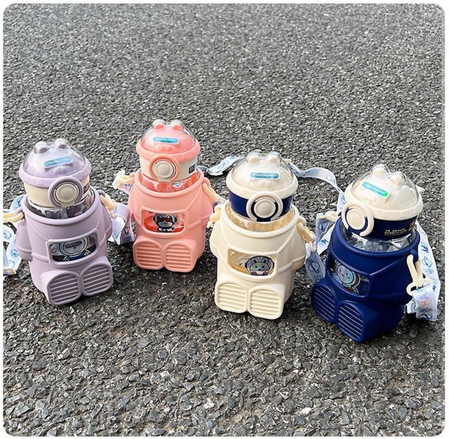 Space design Astronaut shaped Cute Kawaii Water Bottle with Straw