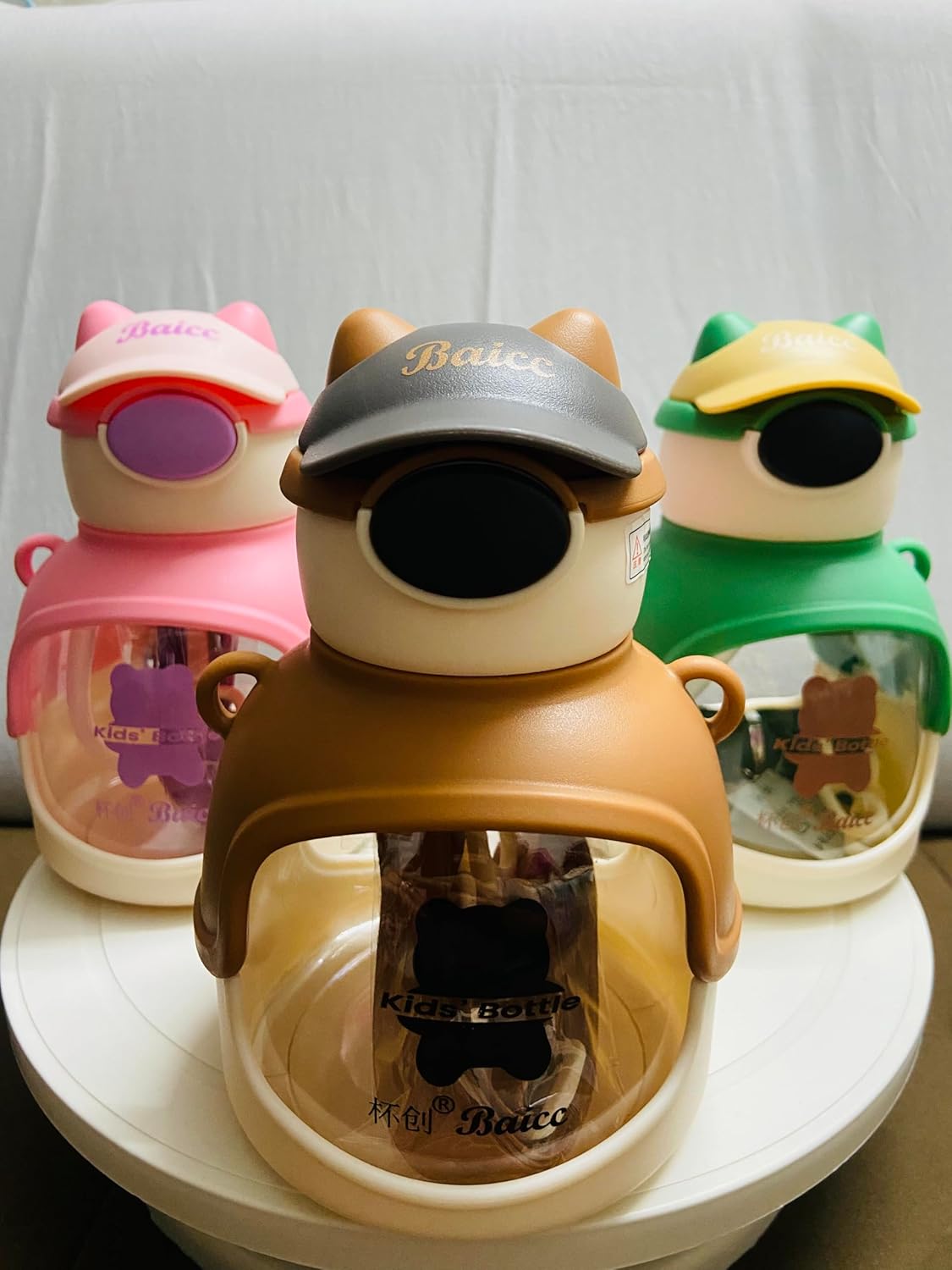 750Ml Plastic Bear Shapes Push Button Open Water Bottle With Straw