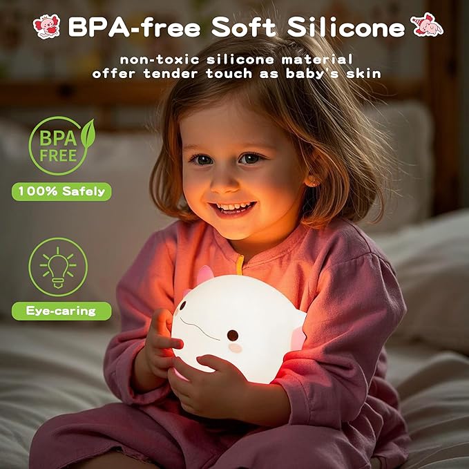 Soft Silicone Animal Night Light – Dimmable & Rechargeable