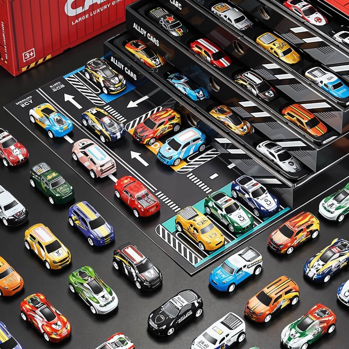 48-Piece Deluxe Alloy Toy Car Set – Large Luxury Gift Box