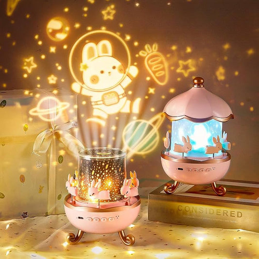 Bunny’s Carousel Night Projector – 6-in-1 Rotating Light Show for Kids