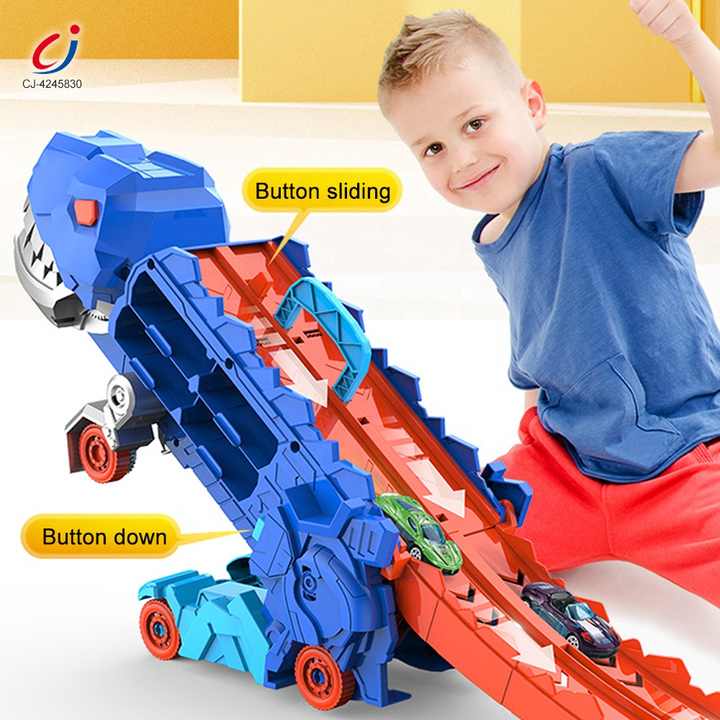2-in-1 Dinosaur Storage Truck Toy with Diecast Cars – Carrier & Playset for Kids
