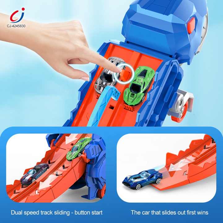 2-in-1 Dinosaur Storage Truck Toy with Diecast Cars – Carrier & Playset for Kids