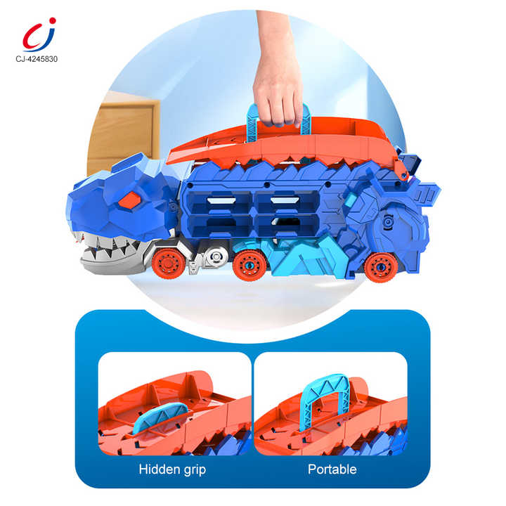 2-in-1 Dinosaur Storage Truck Toy with Diecast Cars – Carrier & Playset for Kids