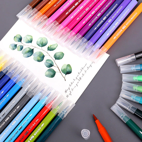 48-Color Dual Tip Sketch Markers Set – Brush & Fine Tip Art Pens for Kids, Students & Artists