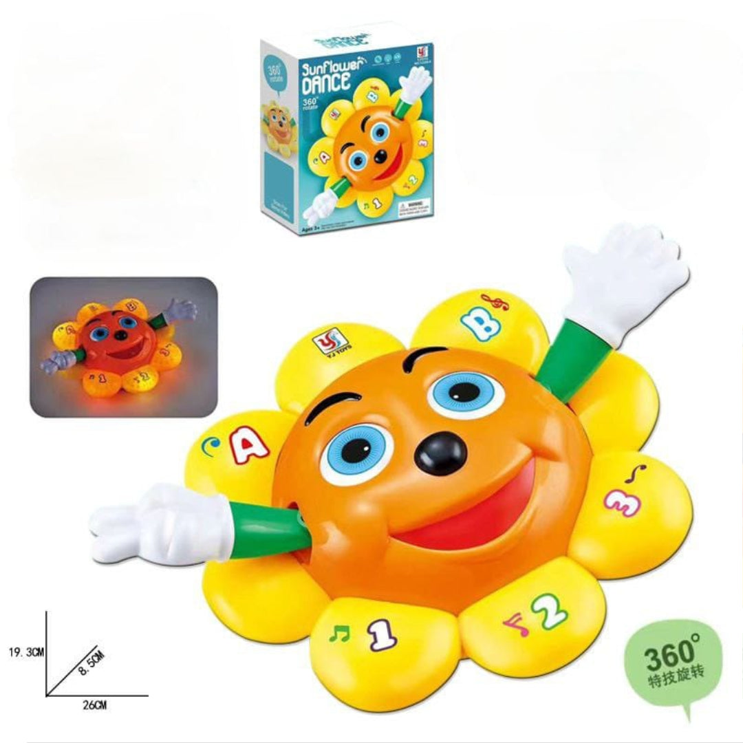 Interactive Dancing Sunflower Toy for Kids – 360° Rotating Musical Light Toy for Toddlers
