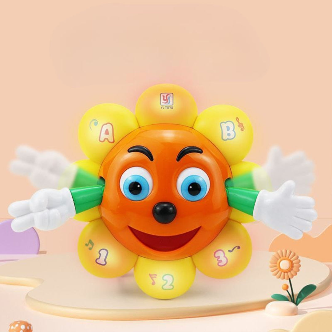Interactive Dancing Sunflower Toy for Kids – 360° Rotating Musical Light Toy for Toddlers