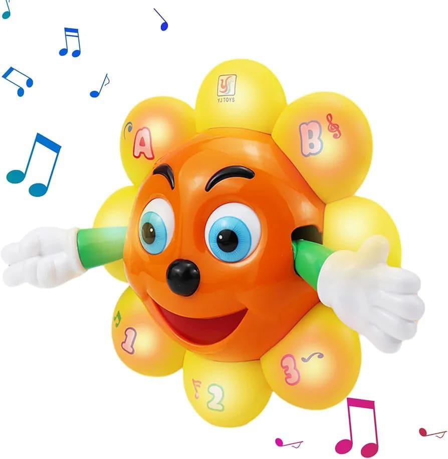 Interactive Dancing Sunflower Toy for Kids – 360° Rotating Musical Light Toy for Toddlers