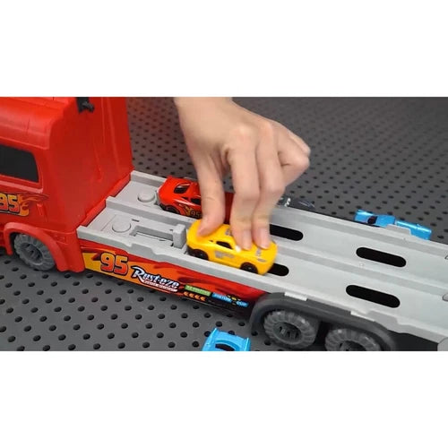 Foldable Transport Truck Toy with Car Ejection Launcher – Multi-Car Carrier Playset for Kids