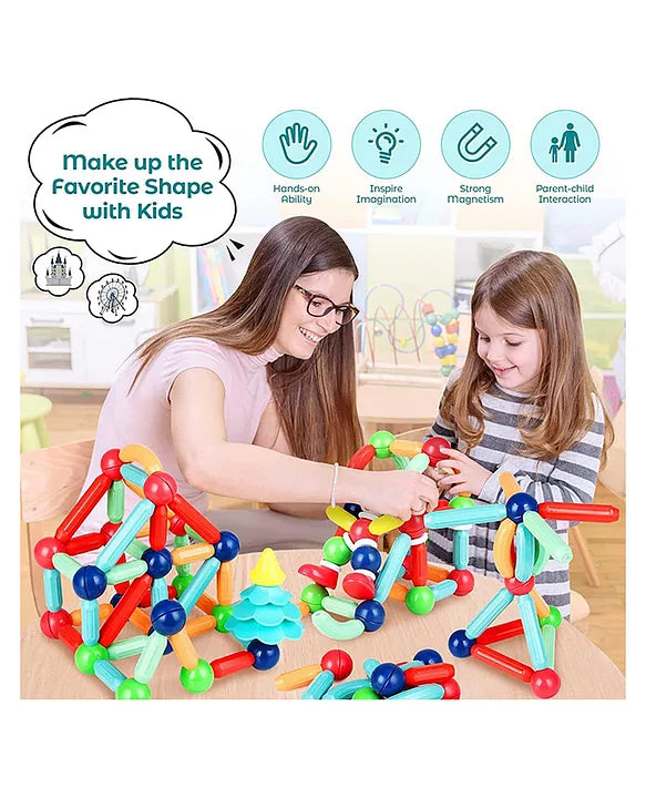 25, 42, 64, 100 pcs  Colorful Magnetic Sticks and Balls Sets 3D