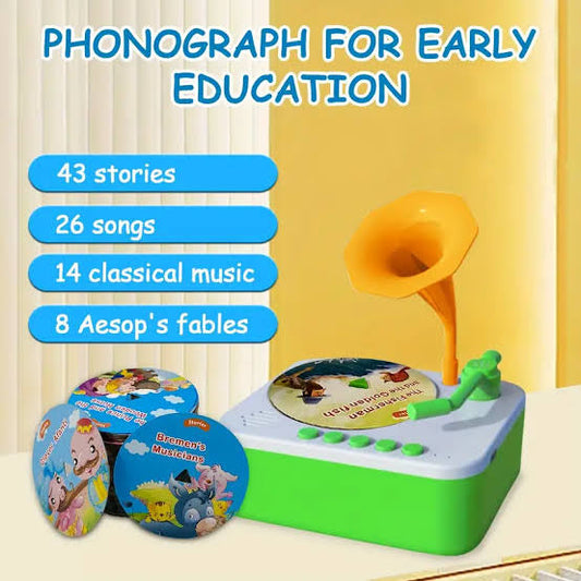Kids' Vintage Bluetooth Speaker – Phonograph-Style Wireless Music Player with Light & Sound