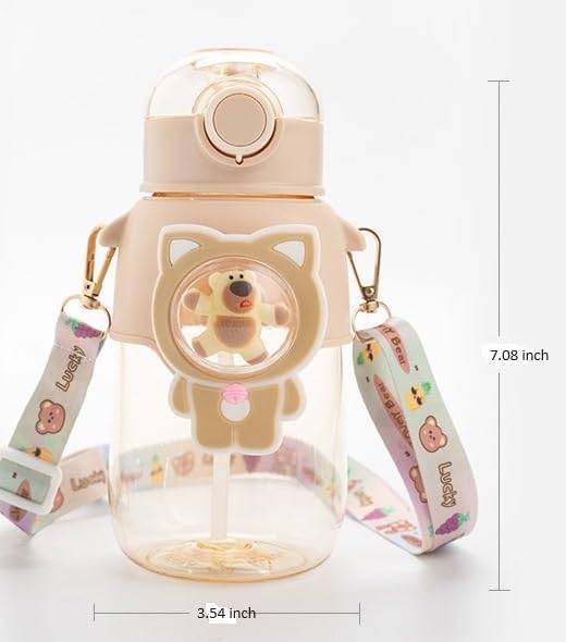 Kawaii PP BPA free cute bear squishy Water Bottles with Straw 680 Ml