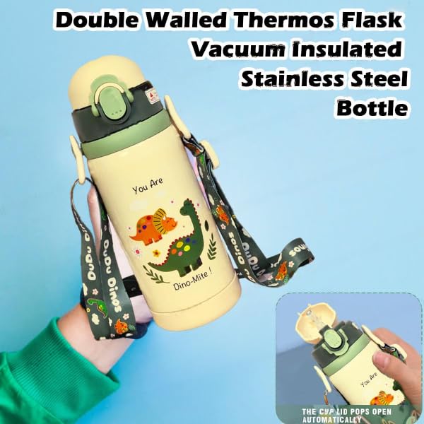 Double Fun - Cute Dinosaur Theme Hot & Cold Water Bottle for Kids