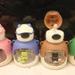 750Ml Plastic Bear Shapes Push Button Open Water Bottle With Straw