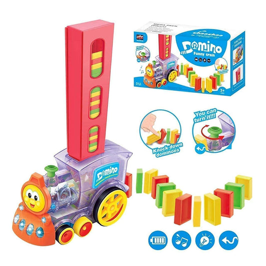 Domino Train Toy with Lights & Sound – Automatic Domino Laying Set for Kids