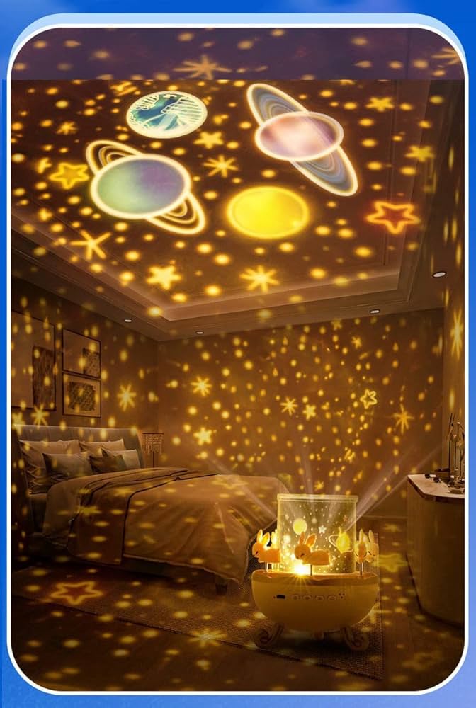 Bunny’s Carousel Night Projector – 6-in-1 Rotating Light Show for Kids