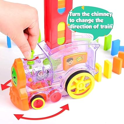 Domino Train Toy with Lights & Sound – Automatic Domino Laying Set for Kids