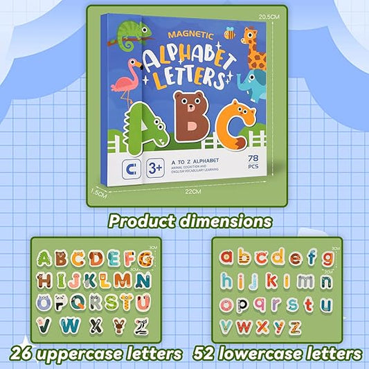 Magnetic Letters Set - 78 PCS Uppercase & Lowercase Alphabet for Kids