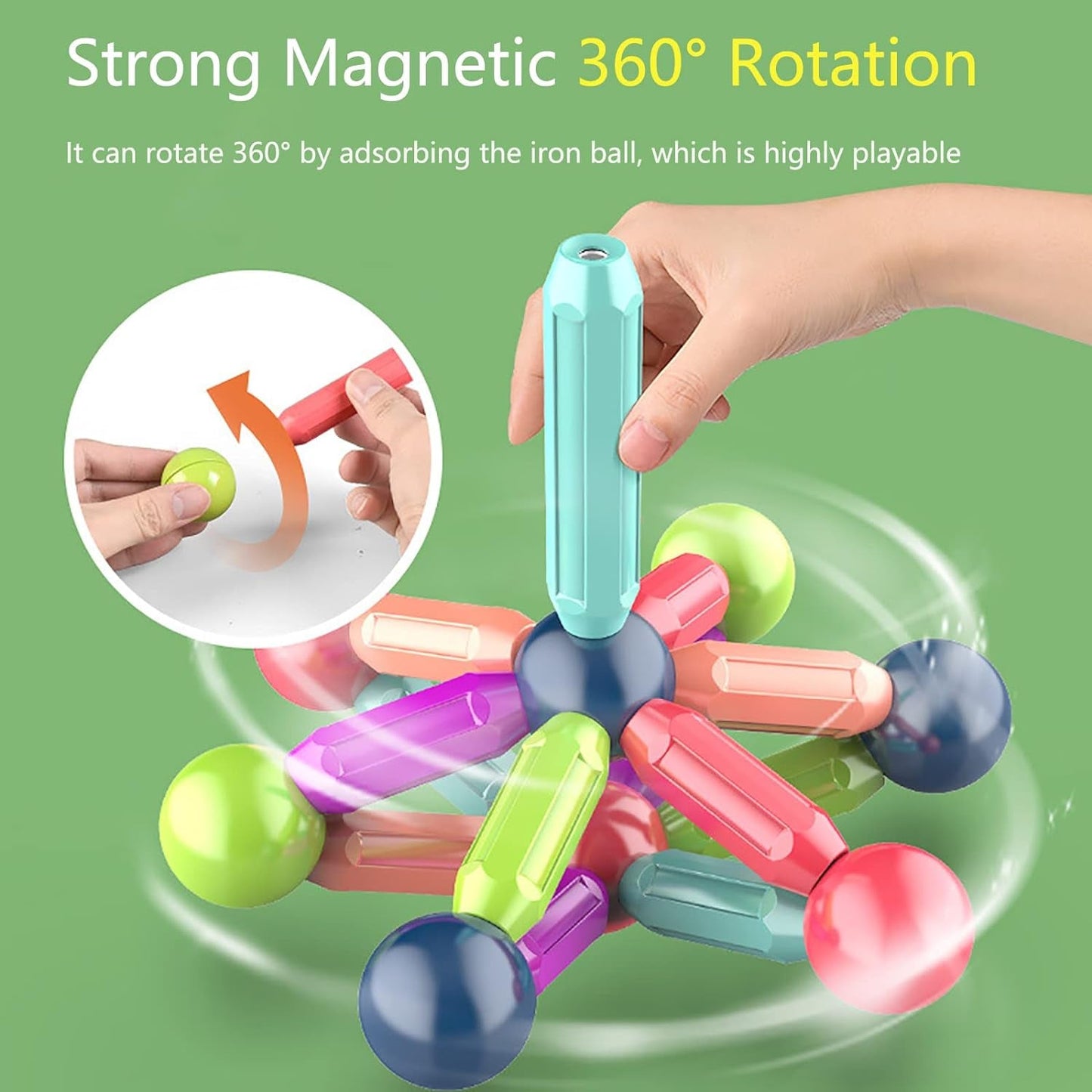 84-Piece Magnetic Building Sticks & Balls Set – STEM Construction Toy for Kids